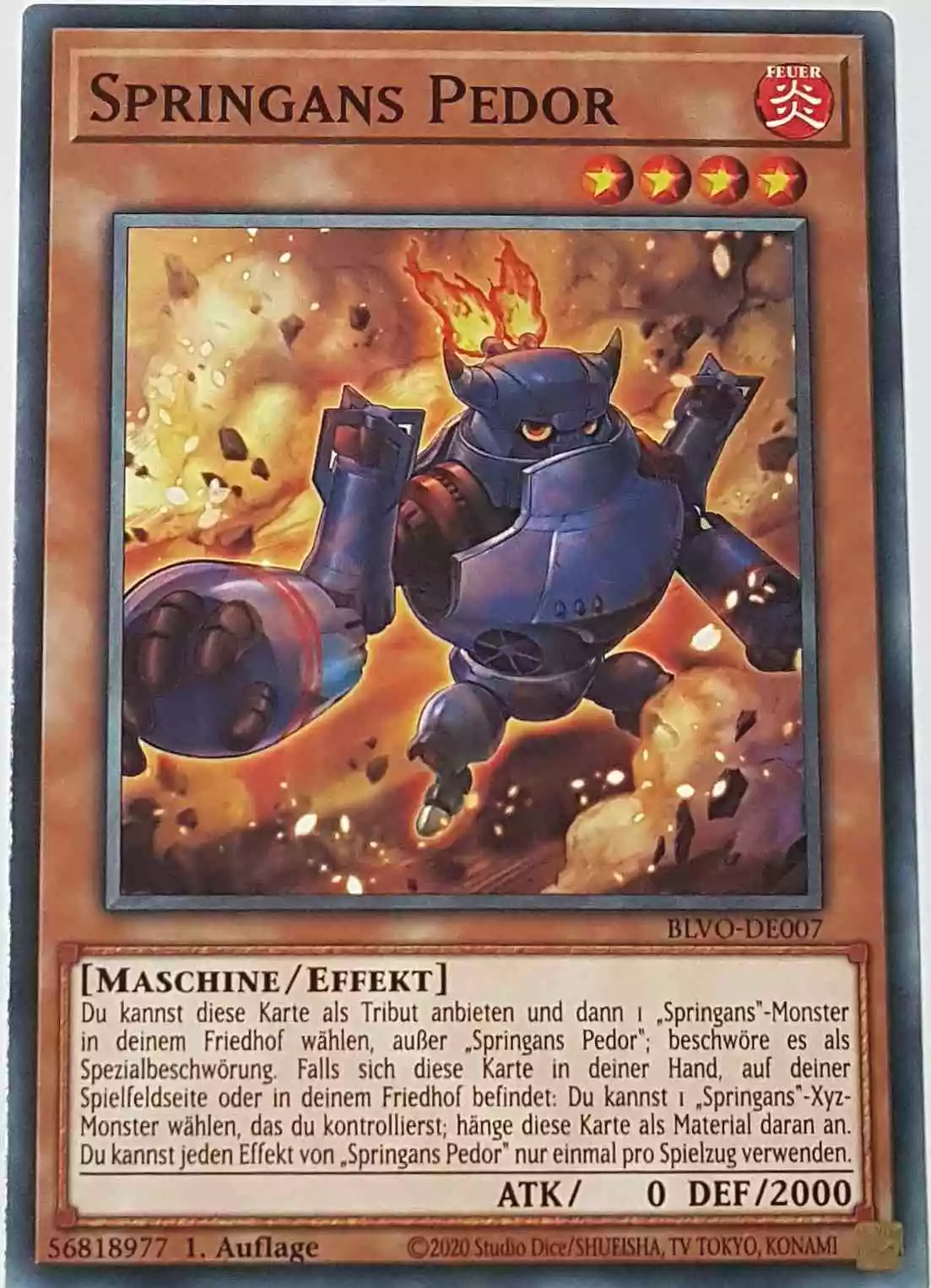 Springans Pedor BLVO-DE007 ist in Common Yu-Gi-Oh Karte aus Blazing Vortex 1.Auflage