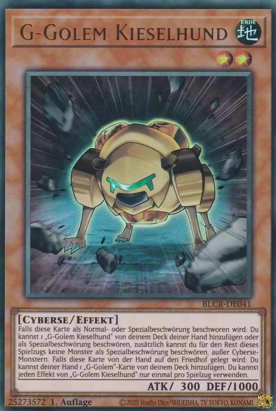 G-Golem Kieselhund BLCR-DE041 ist in Ultra Rare Yu-Gi-Oh Karte aus Battles of Legend Crystal Revenge 1.Auflage