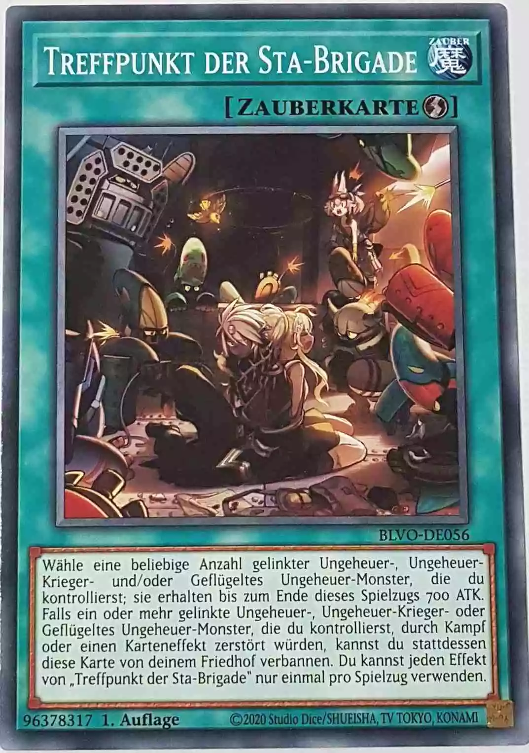 Treffpunkt der Sta-Brigade BLVO-DE056 ist in Common Yu-Gi-Oh Karte aus Blazing Vortex 1.Auflage