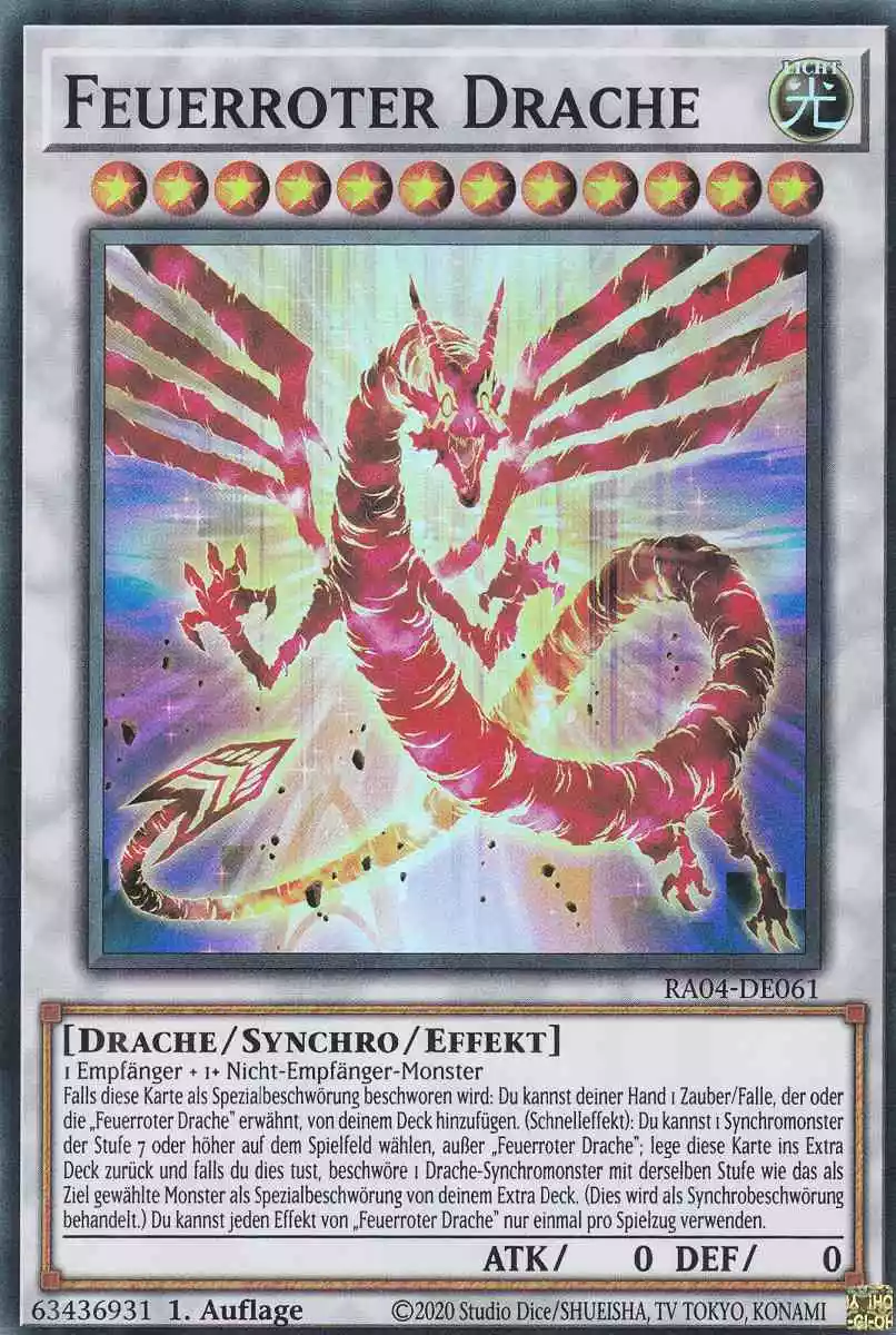 Feuerroter Drache RA04-DE061 ist in Super Rare Yu-Gi-Oh Karte aus Quarter Century Stampede 1.Auflage