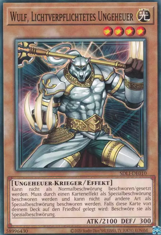 Wulf, Lichtverpflichtetes Ungeheuer SDLI-DE010 ist in Common Yu-Gi-Oh Karte aus Realm Of Light unlimitiert