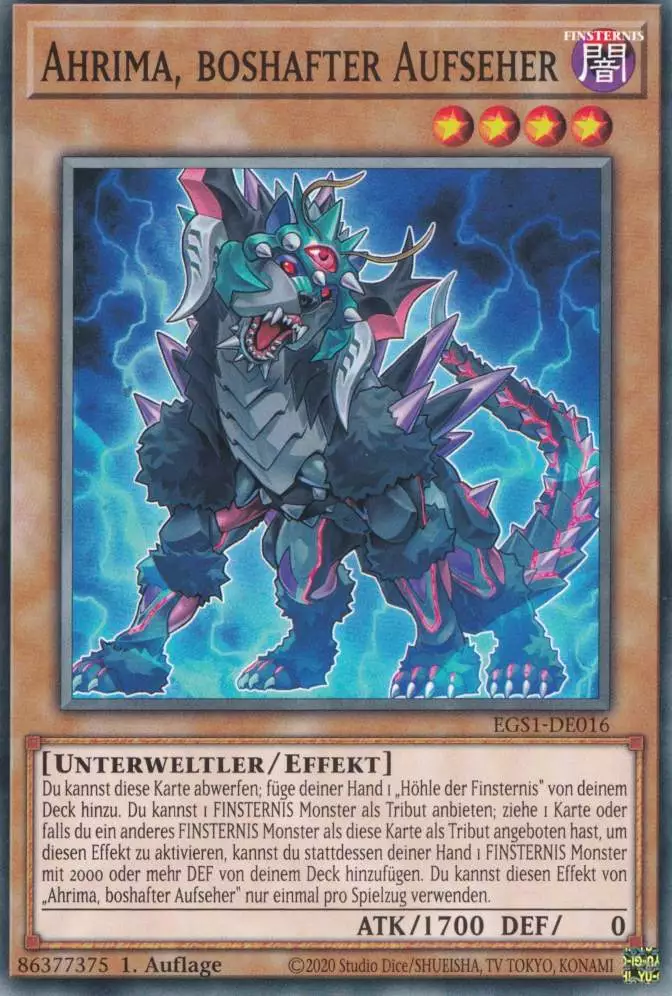 Ahrima, boshafter Aufseher EGS1-DE016 ist in Common Yu-Gi-Oh Karte aus God Deck Slifer 1.Auflage