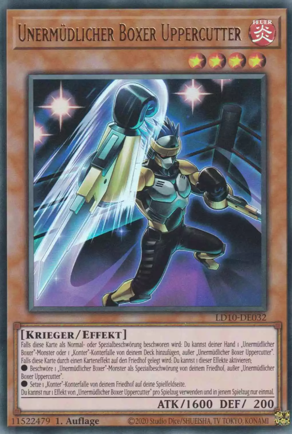 Unermüdlicher Boxer Uppercutter LD10-DE032 ist in Ultra Rare Yu-Gi-Oh Karte aus Legendary Duelists Soulburning Volcano 1.Auflage