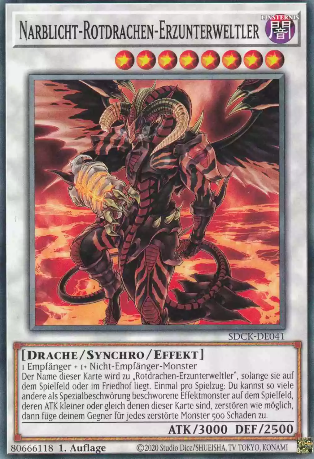 Narblicht-Rotdrachen-Erzunterweltler SDCK-DE041 ist in Common Yu-Gi-Oh Karte aus The Crimson King 1.Auflage