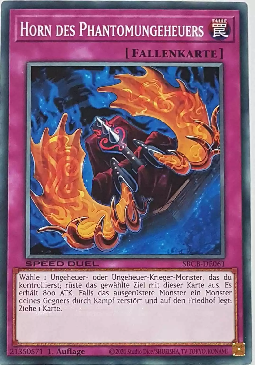 Horn des Phantomungeheuers SBCB-DE061 ist in Common Yu-Gi-Oh Karte aus Speed Duel Battle City Box 1. Auflage