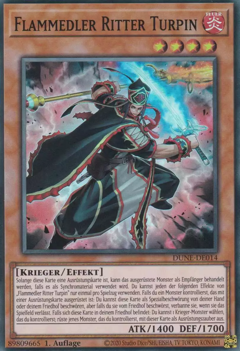 dune-de014-flammedler-ritter-turpin-super-rare-duelist-nexus Flammedler Ritter Turpin DUNE-DE014 ist in Super Rare Yu-Gi-Oh Karte aus Duelist Nexus 1.Auflage