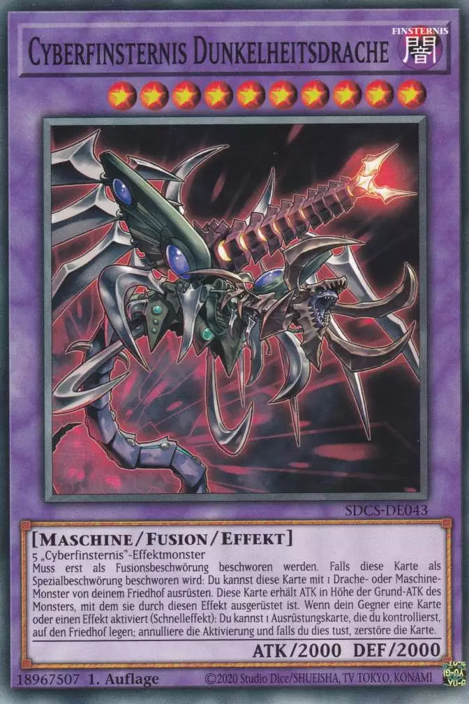 Cyberfinsternis Dunkelheitsdrache SDCS-DE043 ist in Common Yu-Gi-Oh Karte aus Cyber Strike 1.Auflage