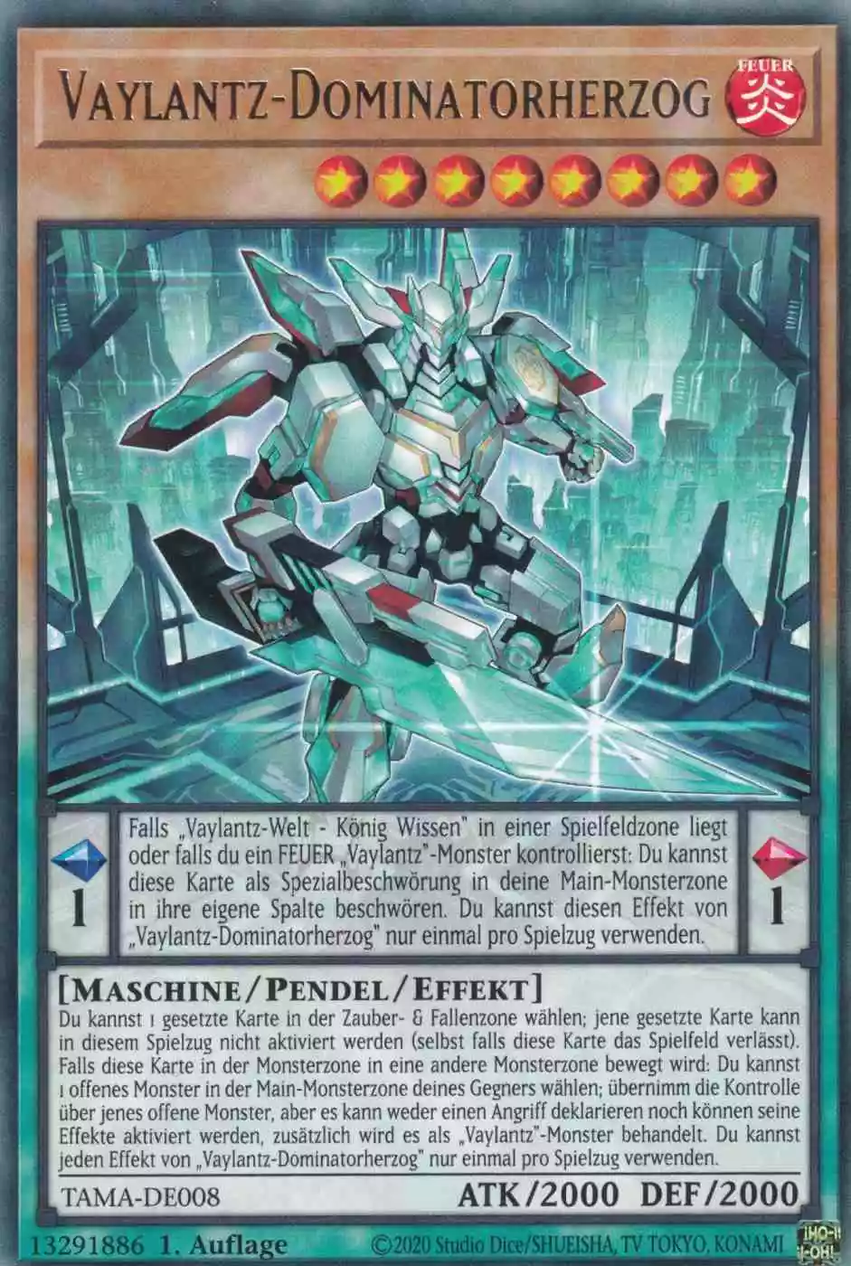 Vaylantz-Dominatorherzog TAMA-DE008 ist in Rare Yu-Gi-Oh Karte aus Tactical Masters 1.Auflage