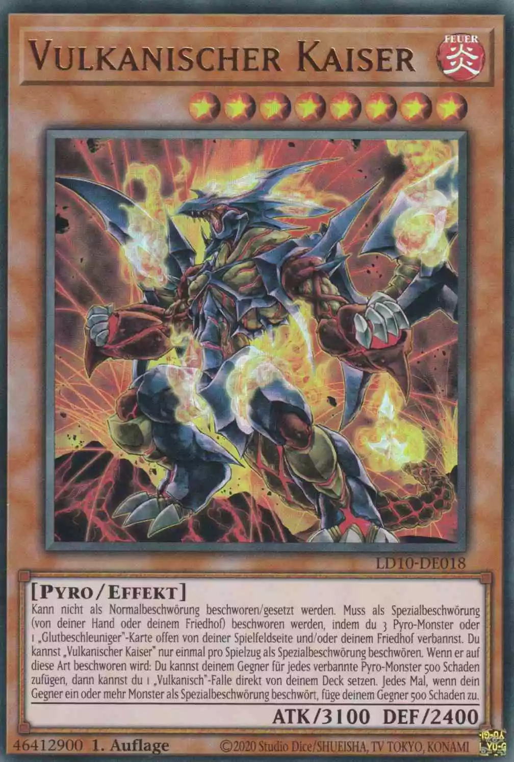 Vulkanischer Kaiser LD10-DE018 ist in Ultra Rare Yu-Gi-Oh Karte aus Legendary Duelists Soulburning Volcano 1.Auflage