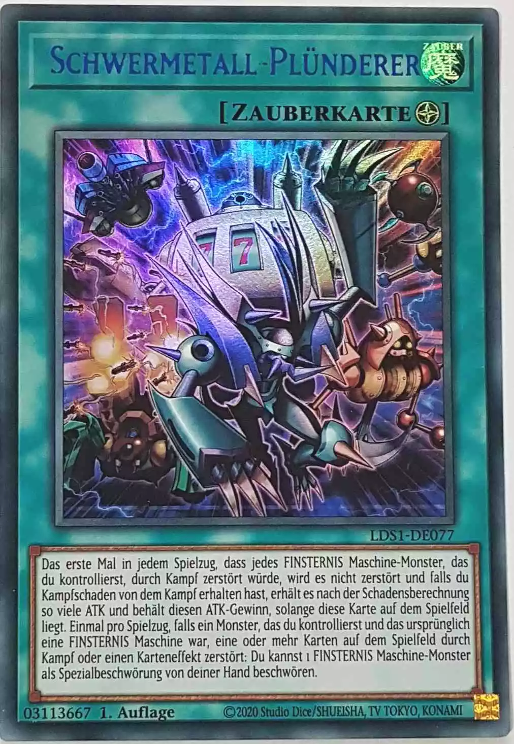 Schwermetall-Plünderer (lila) LDS1-DE077 ist in Colorful Ultra Rare Yu-Gi-Oh Karte aus Legendary Duelists: Season 1 1.Auflage