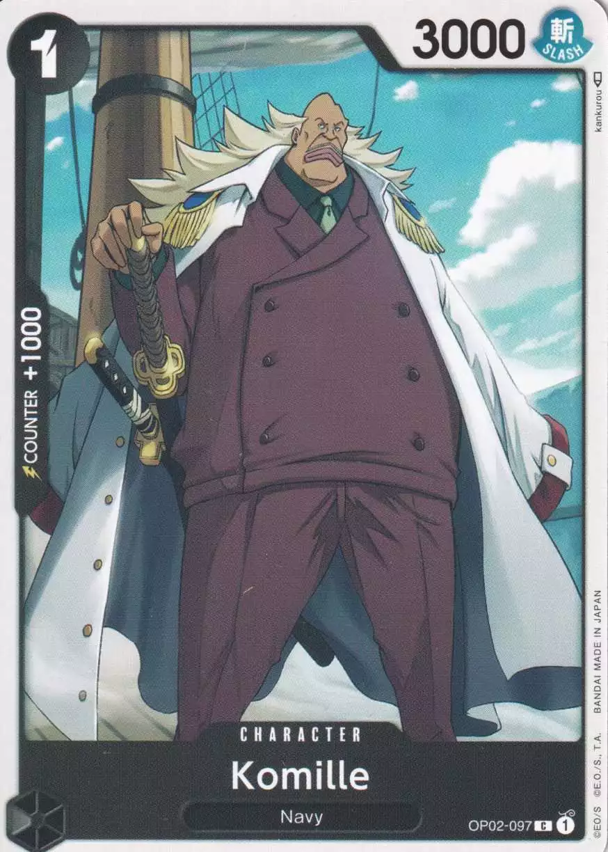 Komille OP02-097 ist in Common. Die One Piece Karte ist aus Paramount War OP-02 in Normal Art.