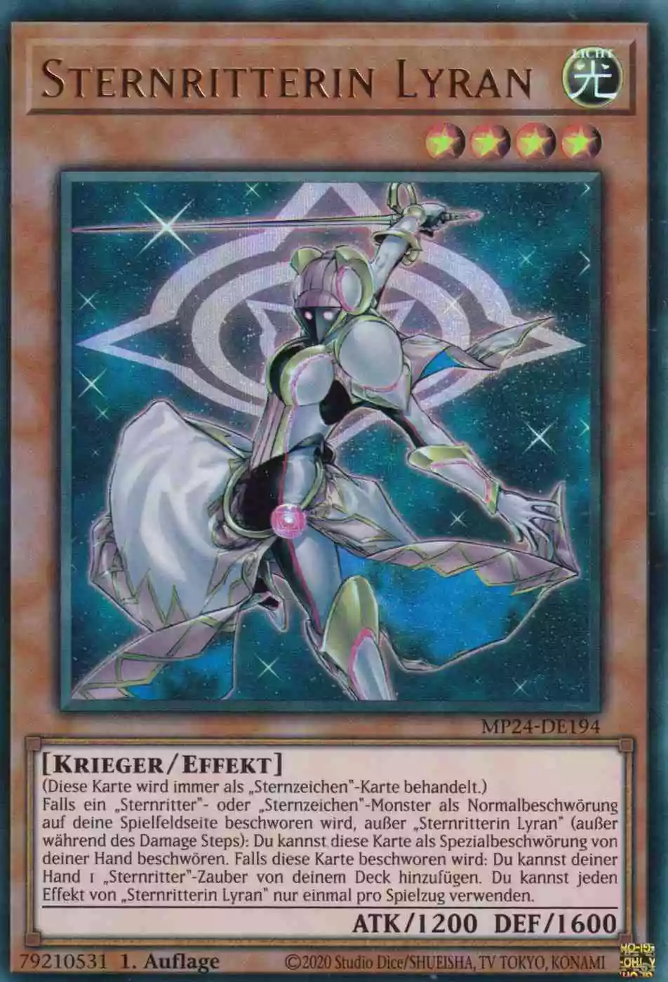 Sternritterin Lyran Ultra Rare MP24-DE194 Yugioh Karte Sternritterin Lyran MP24-DE194 ist in Ultra Rare Yu-Gi-Oh Karte aus 25th Anniversary Tin Dueling Mirrors 1.Auflage