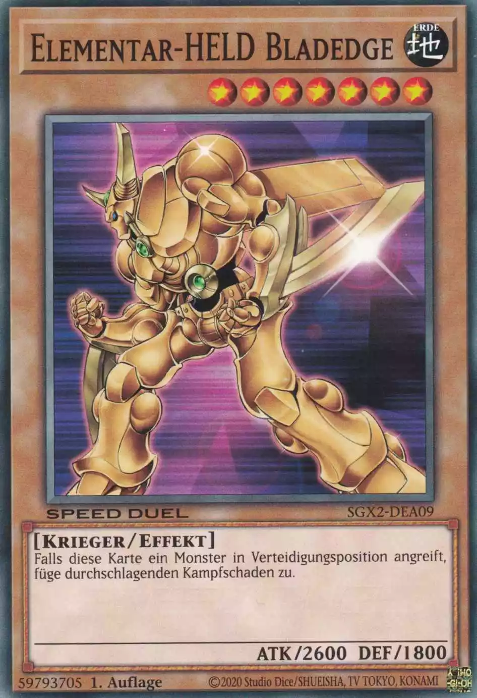 Elementar-HELD Bladedge SGX2-DEA09 ist in Common Yu-Gi-Oh Karte aus Speed Duel GX: Midterm Paradox 1.Auflage