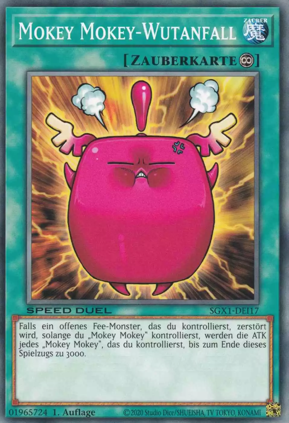 Mokey Mokey-Wutanfall SGX1-DEI17 ist in Common Yu-Gi-Oh Karte aus Speed Duel GX Duel Academy Box 1.Auflage