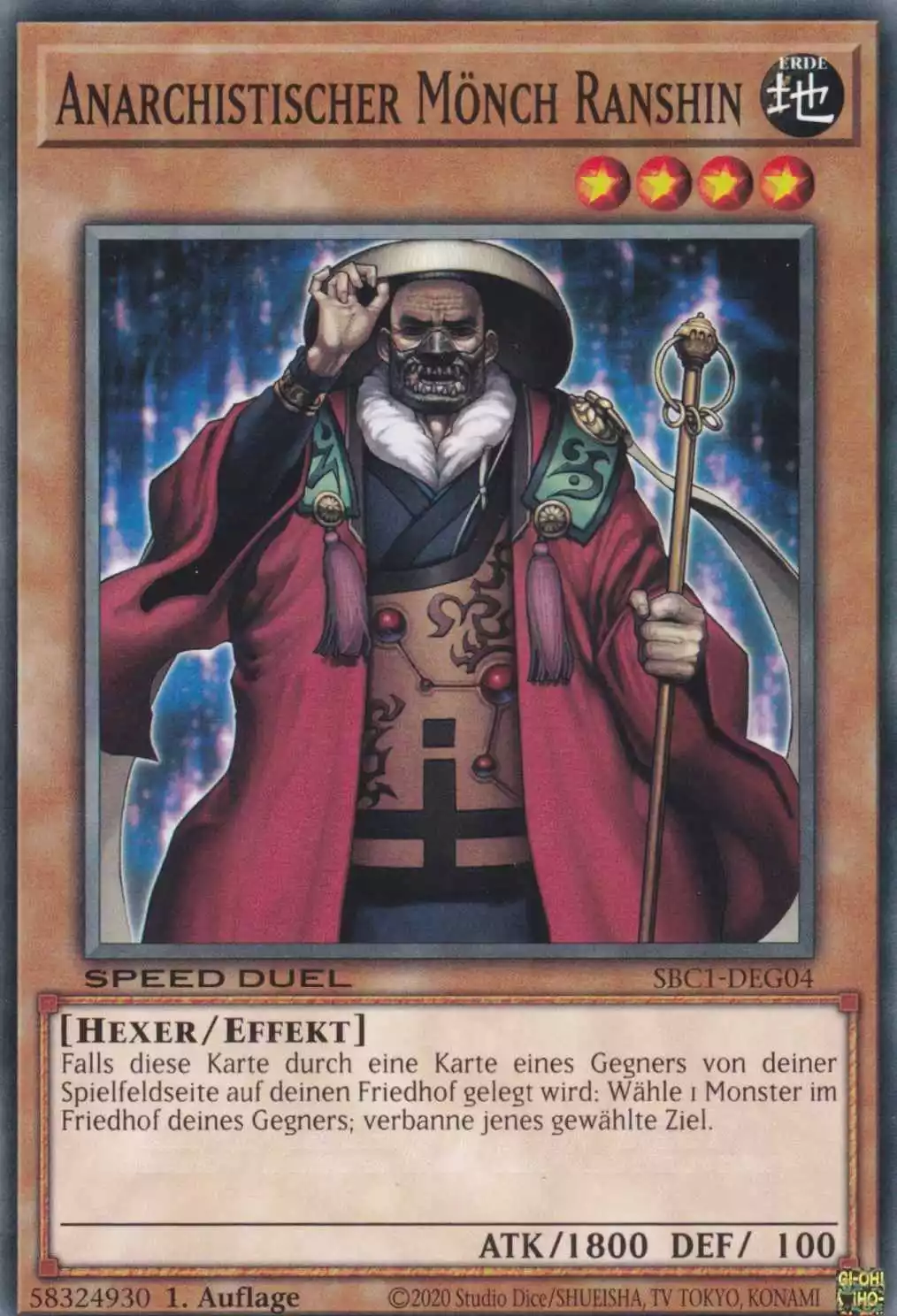 Anarchistischer Mönch Ranshin SBC1-DEG04 ist in Common Yu-Gi-Oh Karte aus Streets of Battle City 1.Auflage