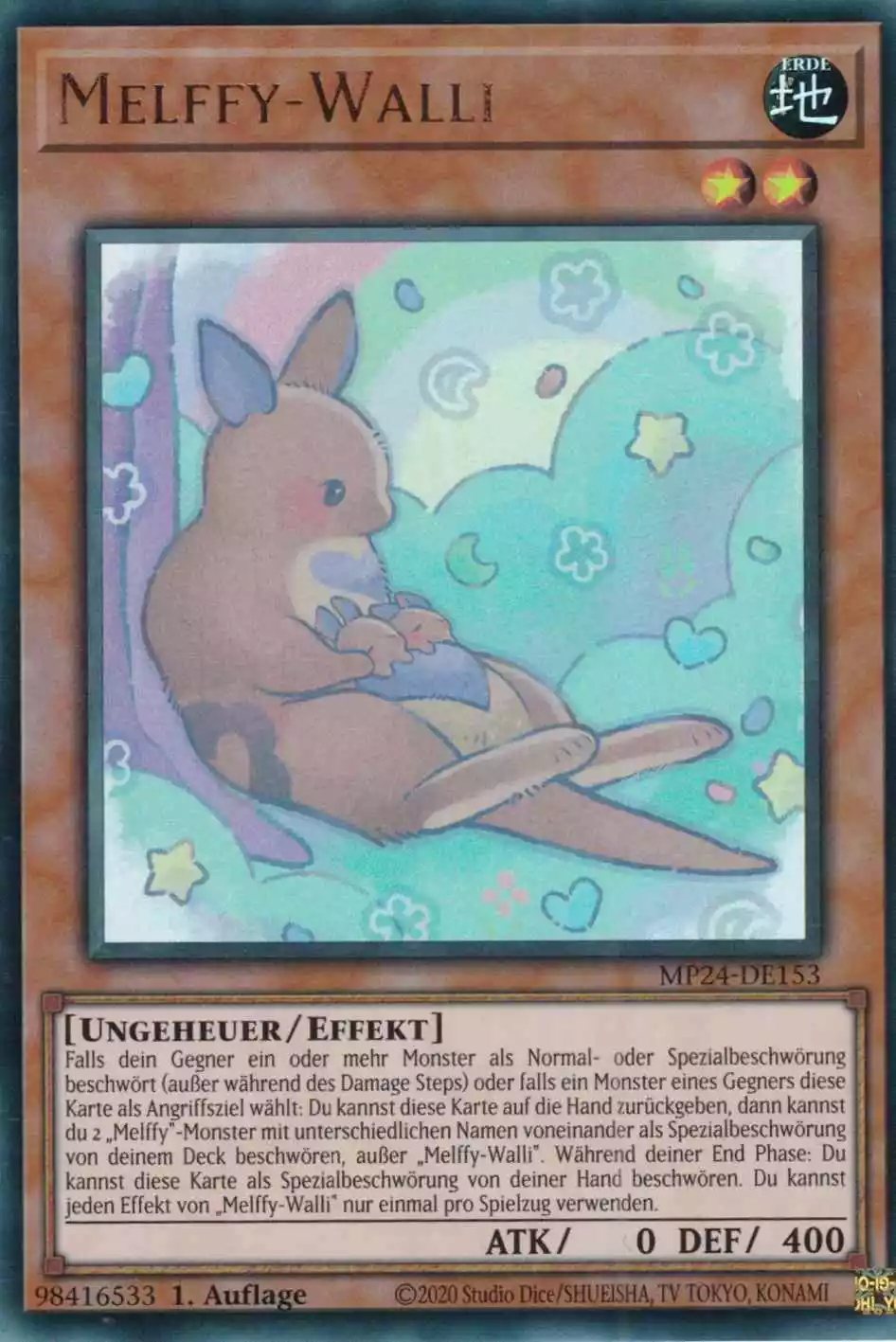 Melffy-Walli Ultra Rare MP24-DE153 Yugioh Karte Melffy-Walli MP24-DE153 ist in Ultra Rare Yu-Gi-Oh Karte aus 25th Anniversary Tin Dueling Mirrors 1.Auflage