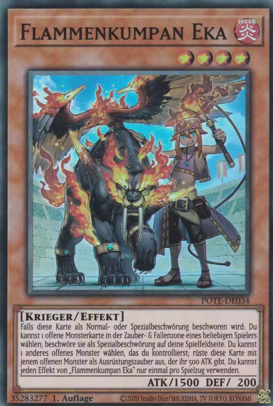 pote-de034-flammenkumpan-eka-super-rare-power-of-the-elements Flammenkumpan Eka POTE-DE034 ist in Super Rare Yu-Gi-Oh Karte aus Power of the Elements 1.Auflage