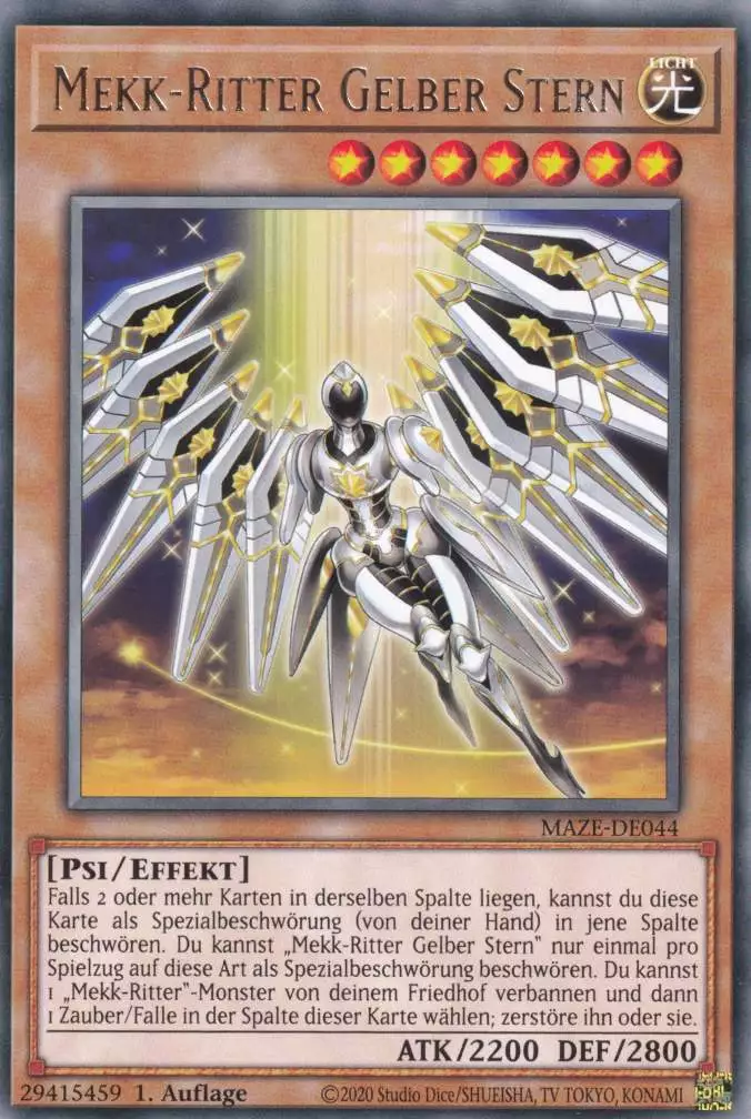 Mekk-Ritter Gelber Stern MAZE-DE044 ist in Rare Yu-Gi-Oh Karte aus Maze of Memories 1.Auflage