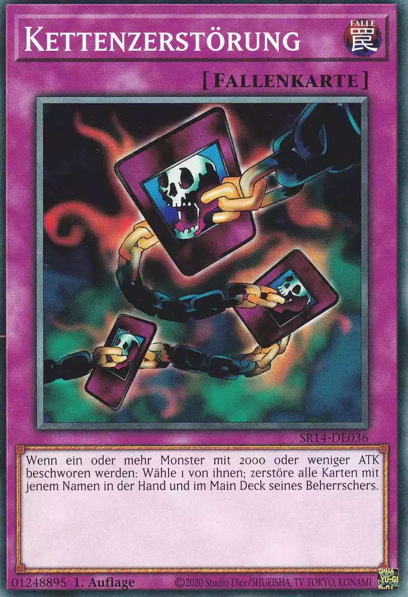 Kettenzerstörung SR14-DE036 ist in Common Yu-Gi-Oh Karte aus Fire Kings 1.Auflage