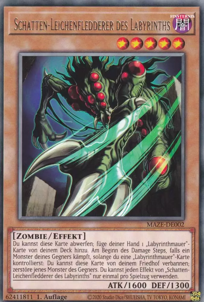 Schatten-Leichenfledderer des Labyrinths MAZE-DE002 ist in Rare Yu-Gi-Oh Karte aus Maze of Memories 1.Auflage