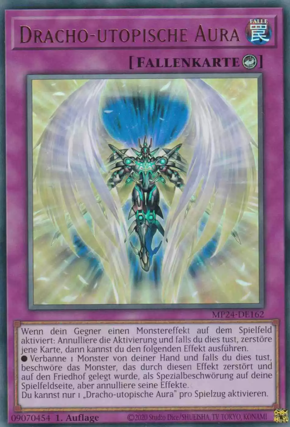 Dracho-utopische Aura Ultra Rare MP24-DE162 Yugioh Karte Dracho-utopische Aura MP24-DE162 ist in Ultra Rare Yu-Gi-Oh Karte aus 25th Anniversary Tin Dueling Mirrors 1.Auflage