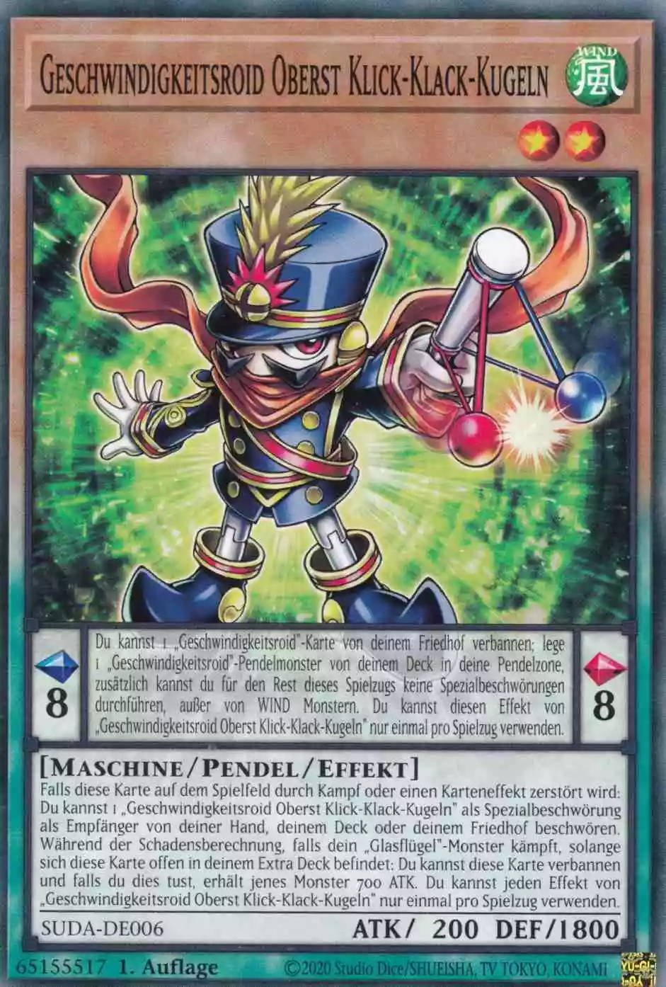 Geschwindigkeitsroid Oberst Klick-Klack-Kugeln SUDA-DE006 ist in Common Yu-Gi-Oh Karte aus Supreme Darkness 1.Auflage