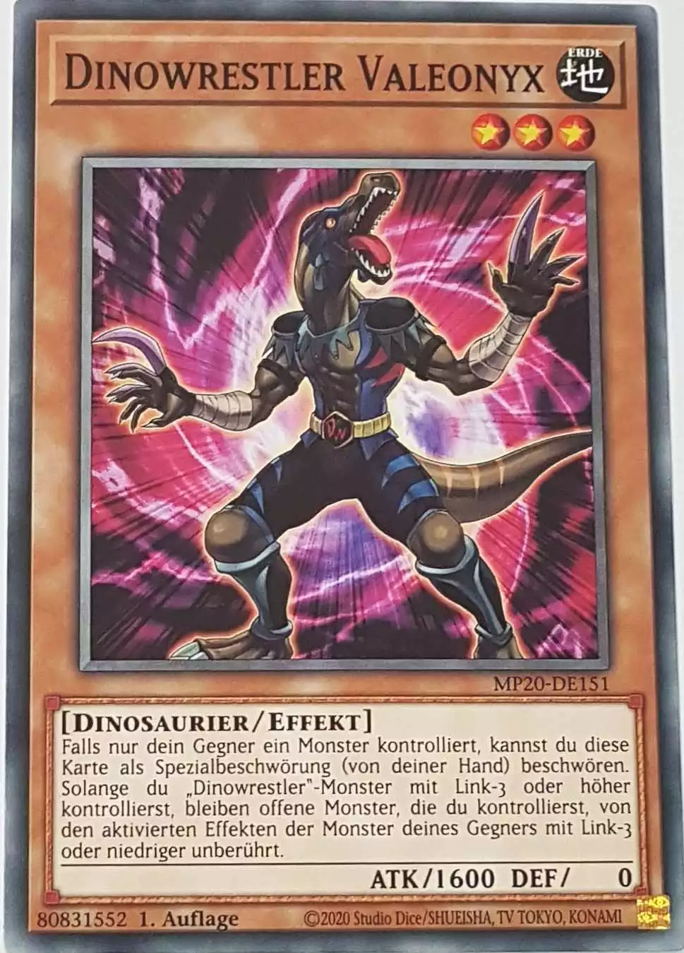 Dinowrestler Valeonyx MP20-DE151 ist in Common Yu-Gi-Oh Karte aus 2020 Tin of Lost Memories 1.Auflage