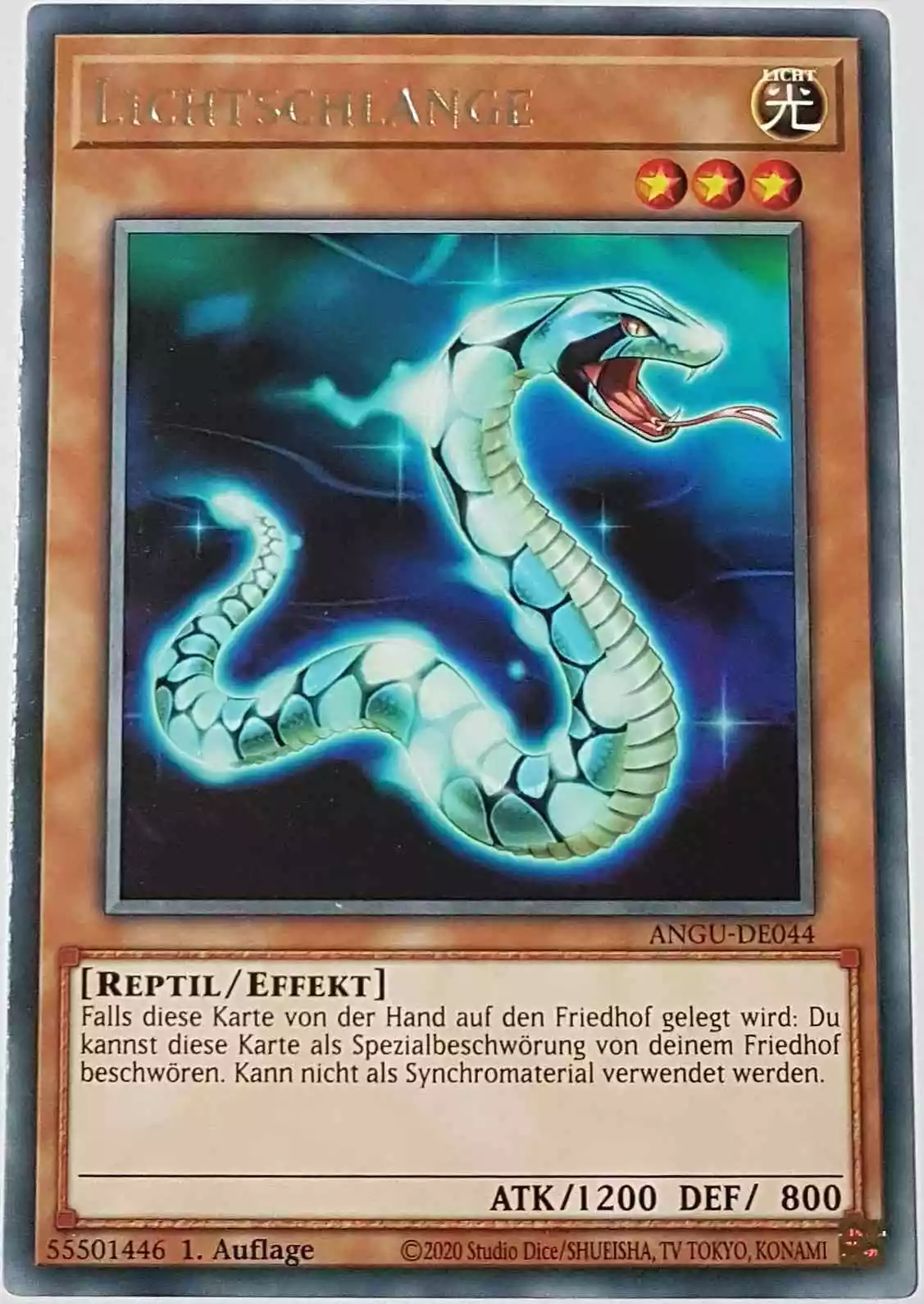 Lichtschlange ANGU-DE044 ist in Rare Yu-Gi-Oh Karte aus Ancient Guardians 1.Auflage