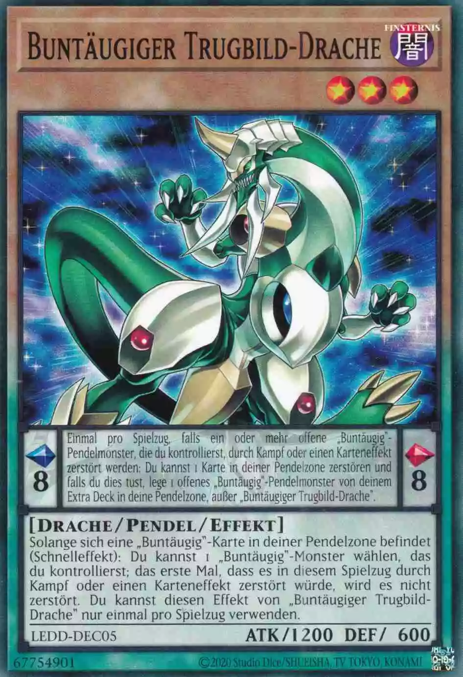 Buntäugiger Trugbild-Drache LEDD-DEC05 ist in Common Yu-Gi-Oh Karte aus Legendary Dragon Decks unlimitiert