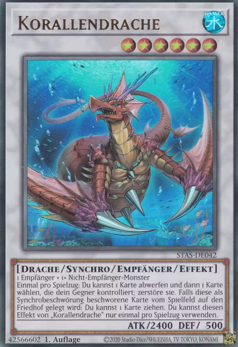 Korallendrache STAS-DE042 ist in Ultra Rare Yu-Gi-Oh Karte aus 2-Player Starter Set 1.Auflage