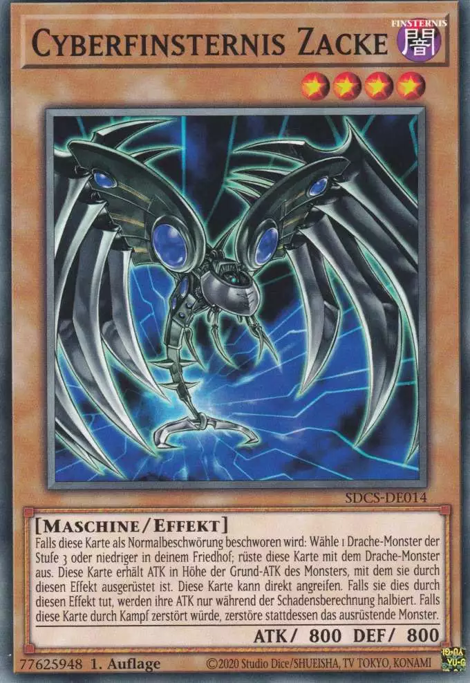 Cyberfinsternis Zacke SDCS-DE014 ist in Common Yu-Gi-Oh Karte aus Cyber Strike 1.Auflage