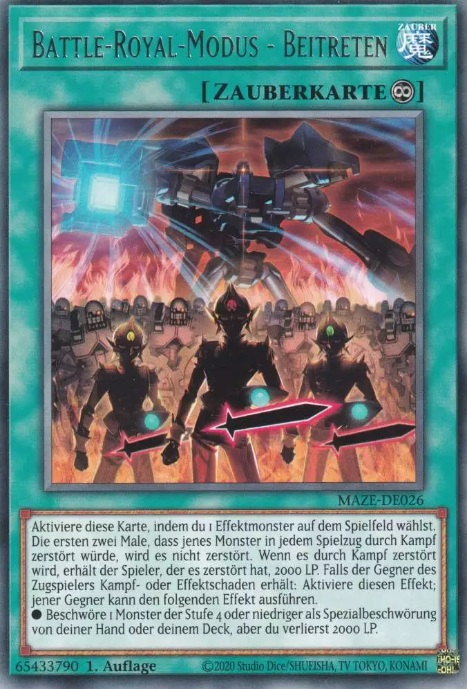 Battle-Royal-Modus - Beitreten MAZE-DE026 ist in Rare Yu-Gi-Oh Karte aus Maze of Memories 1.Auflage