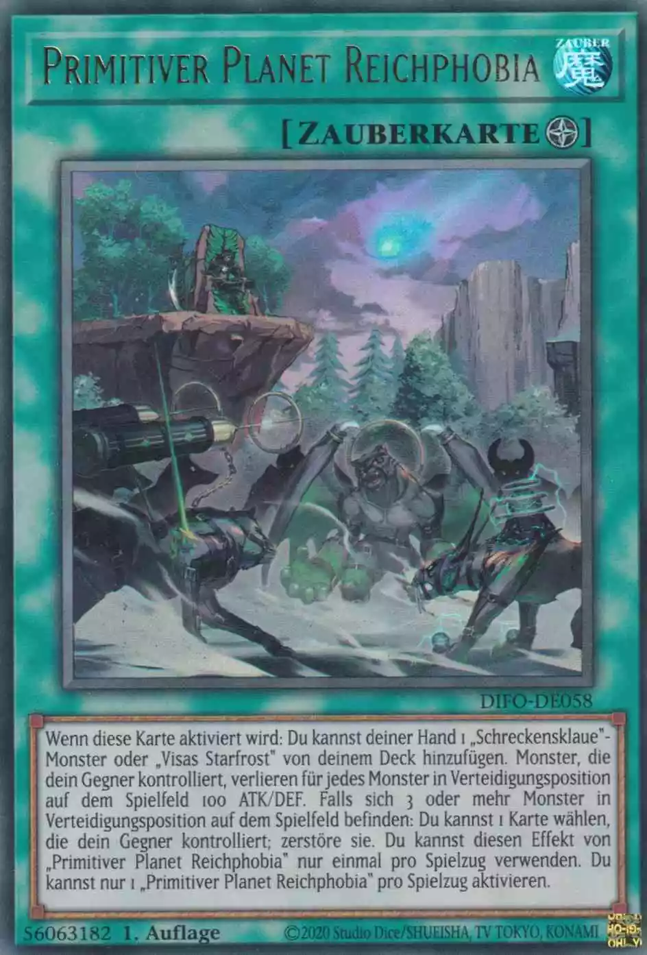 Primitiver Planet Reichphobia DIFO-DE058 ist in Ultra Rare Yu-Gi-Oh Karte aus Dimension Force 1.Auflage