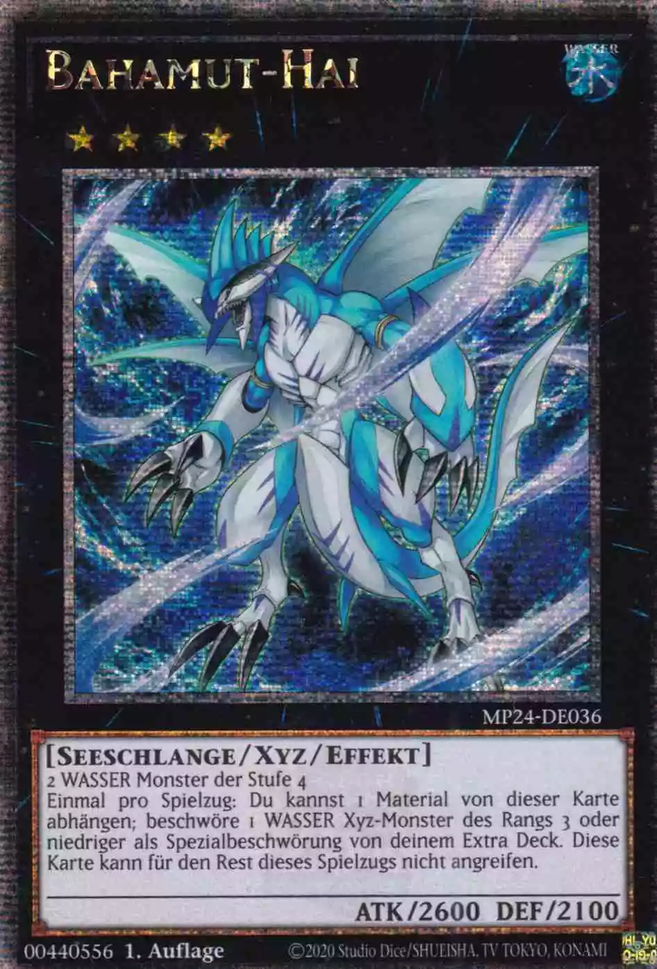 Bahamut-Hai MP24-DE036 ist in Quarter Century Secret Rare Yu-Gi-Oh Karte aus 25th Anniversary Tin Dueling Mirrors 1.Auflage