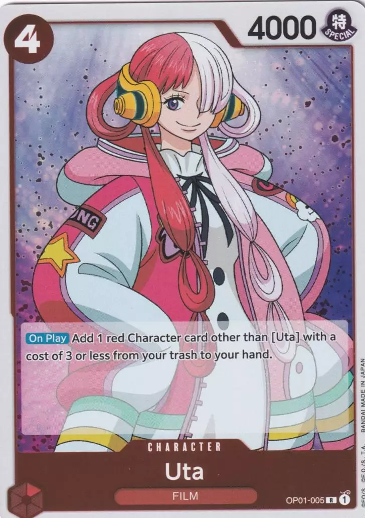 Uta OP01-005 ist in Rare. Die One Piece Karte ist aus Romance Dawn in Normal Art.