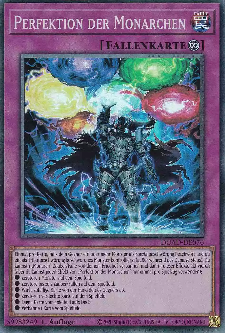 Perfektion der Monarchen DUAD-DE076 ist in Super Rare Yu-Gi-Oh Karte aus Duelist’s Advance 1.Auflage