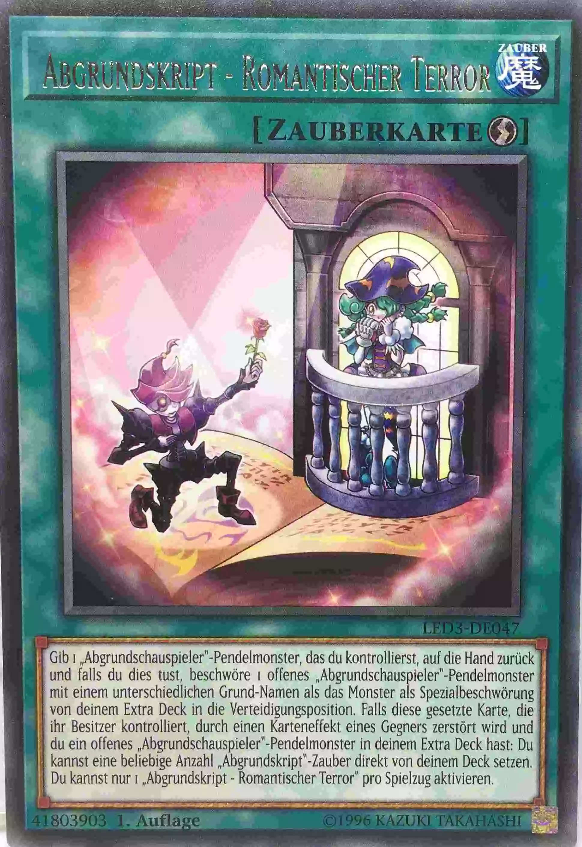 Abgrundskript - Romantischer Terror LED3-DE047 ist in Rare Yu-Gi-Oh Karte aus Legendary Duelists White Dragon Abyss 1. Auflage