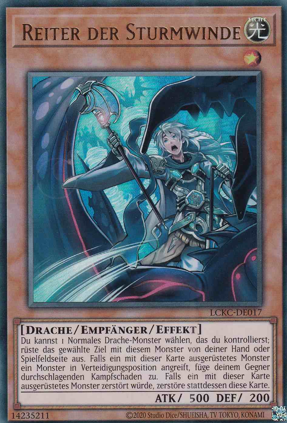 Reiter der Sturmwinde Ultra Rare LCKC-DE017 Yugioh Karte Reiter der Sturmwinde LCKC-DE017 ist in Ultra Rare Yu-Gi-Oh Karte aus Legendary Collection Kaiba unlimitiert