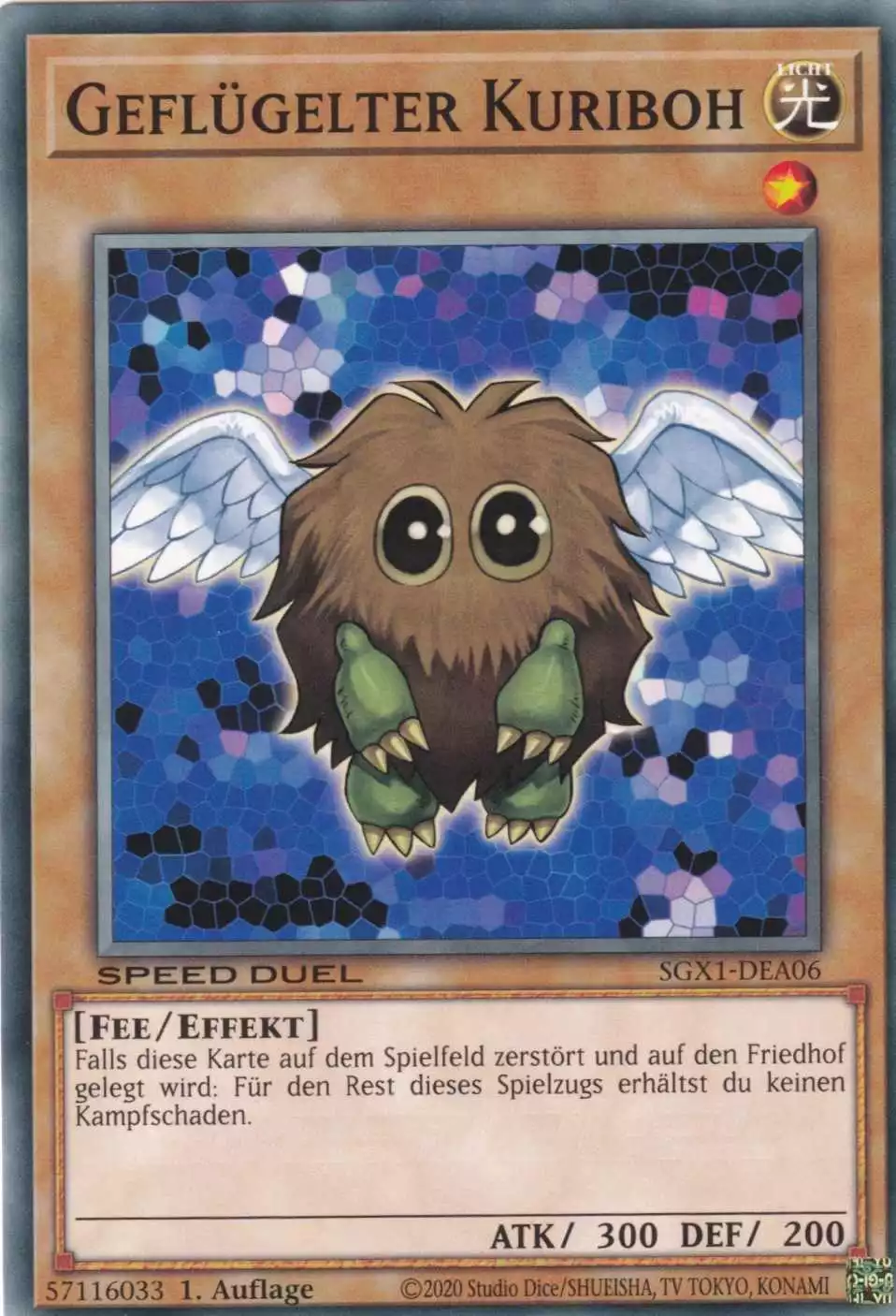 Geflügelter Kuriboh SGX1-DEA06 ist in Common Yu-Gi-Oh Karte aus Speed Duel GX Duel Academy Box 1.Auflage