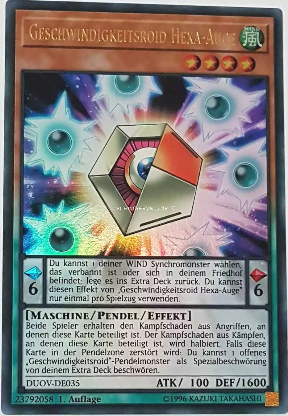 Geschwindigkeitsroid Hexa-Auge DUOV-DE035 ist in Ultra Rare Yu-Gi-Oh Karte aus Duel Overload 1.Auflage