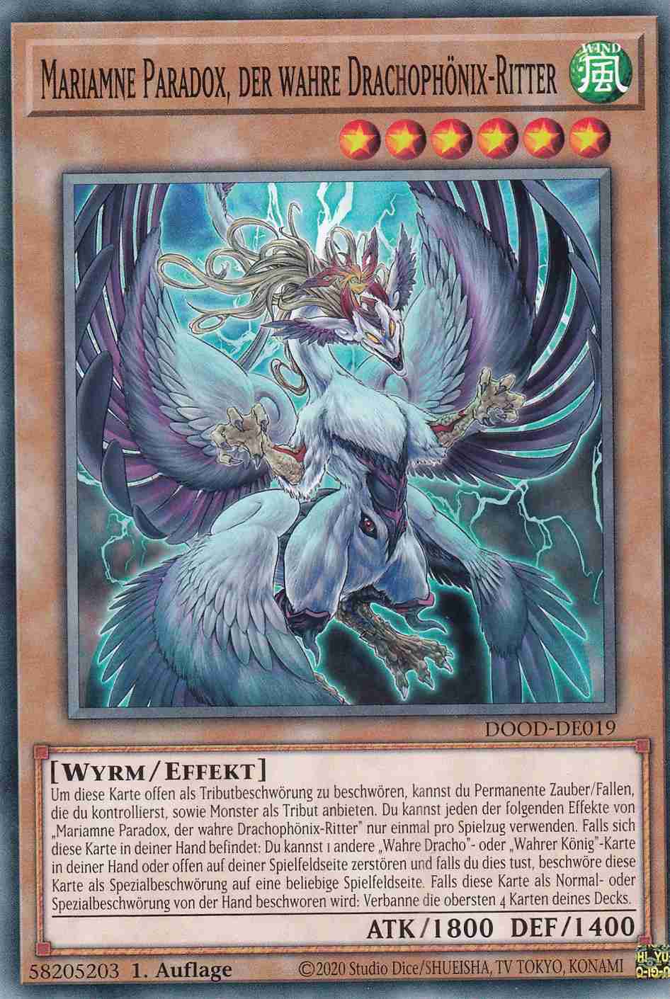Mariamne Paradox, der wahre Drachophönix-Ritter DOOD-DE019 ist in Common Yu-Gi-Oh Karte aus Doom of Dimensions 1.Auflage