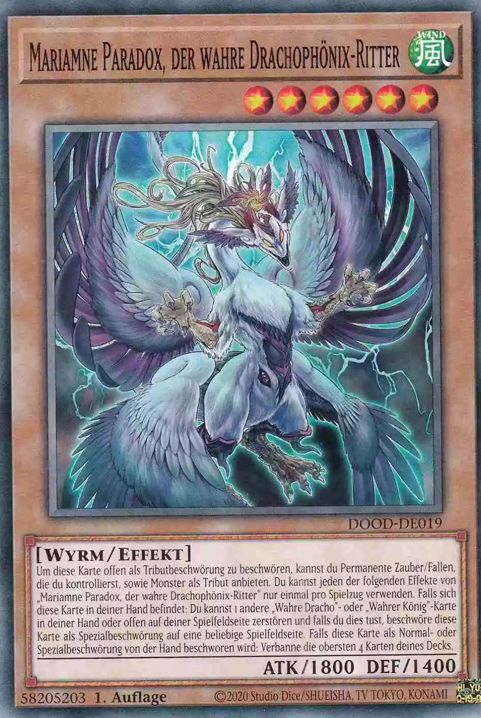 Mariamne Paradox, der wahre Drachophönix-Ritter Common DOOD-DE019 Yugioh Karte Mariamne Paradox, der wahre Drachophönix-Ritter DOOD-DE019 ist in Common Yu-Gi-Oh Karte aus Doom of Dimensions 1.Auflage