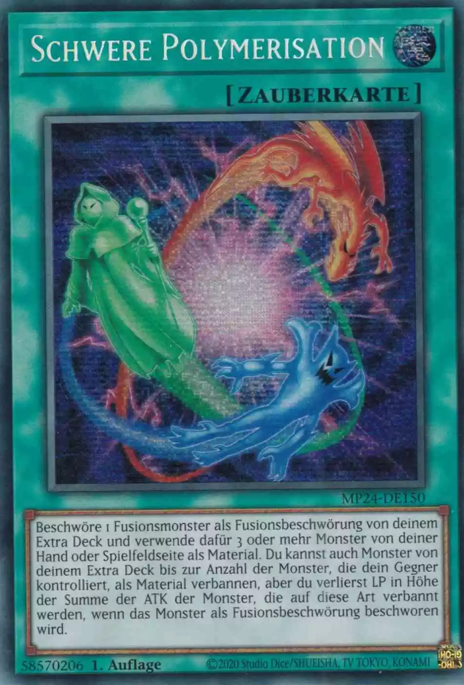 Schwere Polymerisation MP24-DE150 ist in Prismatic Secret Rare Yu-Gi-Oh Karte aus 25th Anniversary Tin Dueling Mirrors 1.Auflage