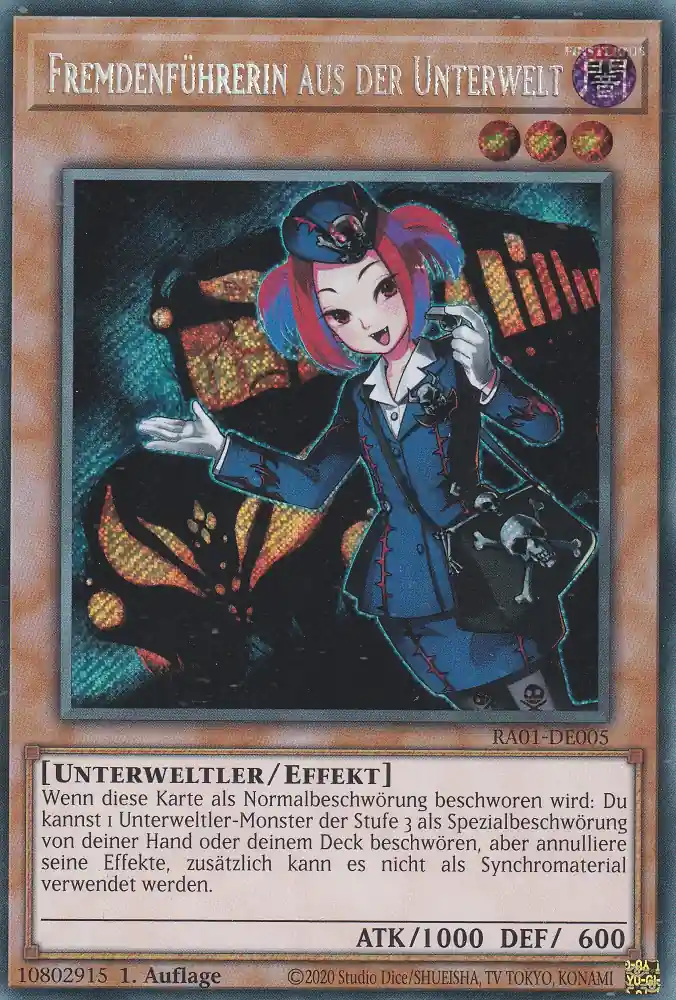 Fremdenführerin aus der Unterwelt RA01-DE005 ist in Secret Rare Yu-Gi-Oh Karte aus 25th Anniversary Rarity Collection 1.Auflage
