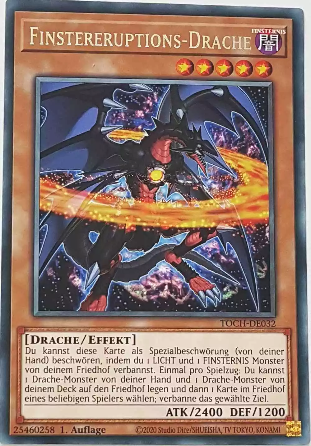 Finstereruptions-Drache TOCH-DE032 ist in Rare Yu-Gi-Oh Karte aus Toon Chaos 1.Auflage