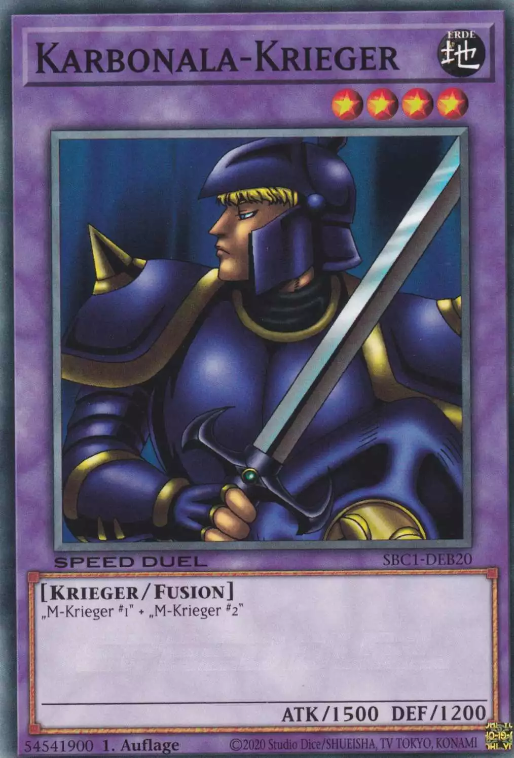 Karbonala-Krieger SBC1-DEB20 ist in Common Yu-Gi-Oh Karte aus Streets of Battle City 1.Auflage