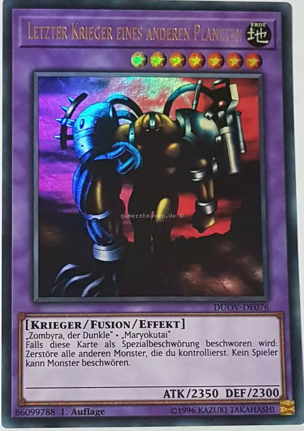 Letzter Krieger eines anderen Planeten DUOV-DE076 ist in Ultra Rare Yu-Gi-Oh Karte aus Duel Overload 1.Auflage