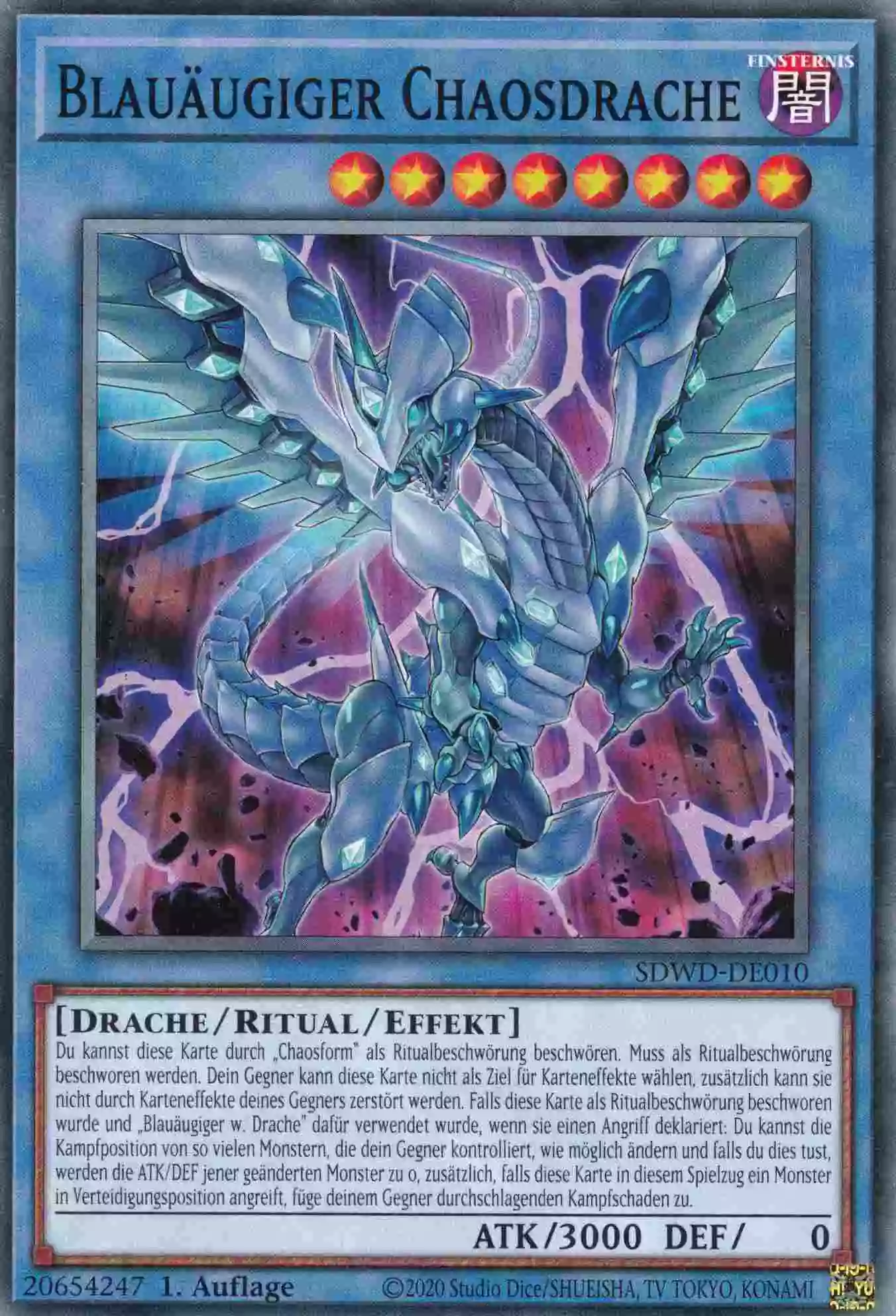 Blauäugiger Chaosdrache SDWD-DE010 ist in Common Yu-Gi-Oh Karte aus Blue-Eyes White Destiny 1.Auflage