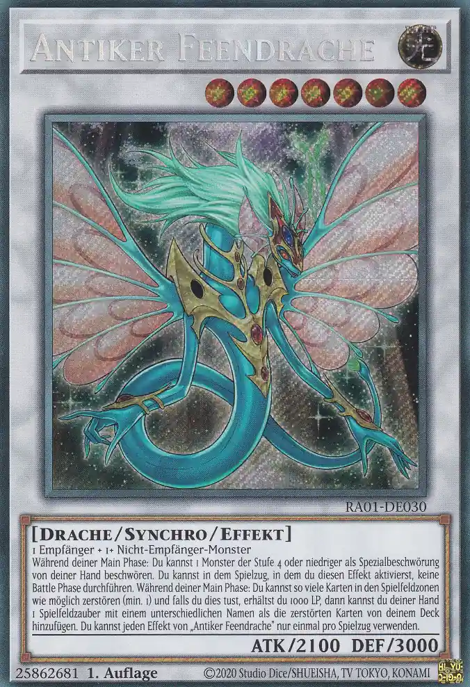 Antiker Feendrache RA01-DE030 ist in Secret Rare Yu-Gi-Oh Karte aus 25th Anniversary Rarity Collection 1.Auflage