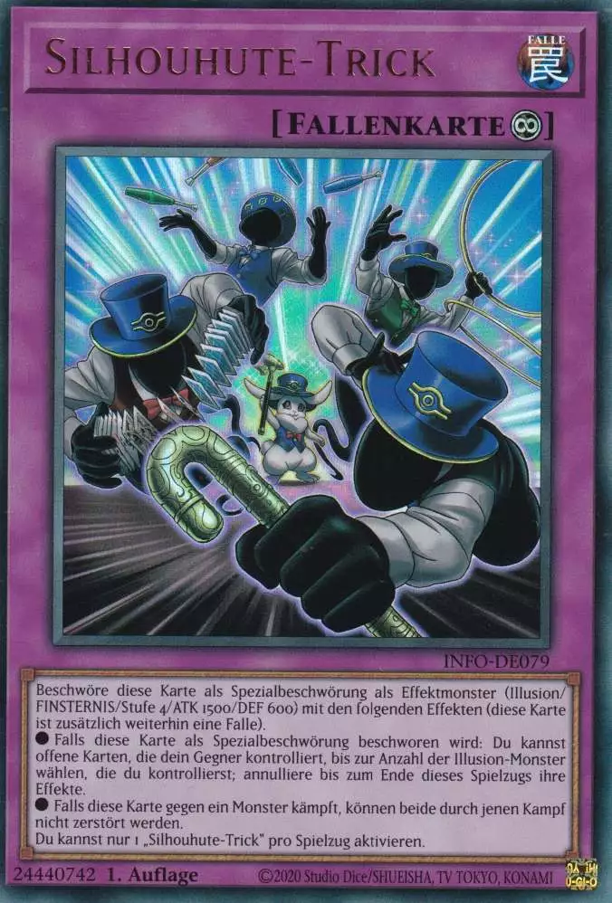 Silhouhute-Trick INFO-DE079 ist in Ultra Rare Yu-Gi-Oh Karte aus The Infinite Forbidden 1.Auflage